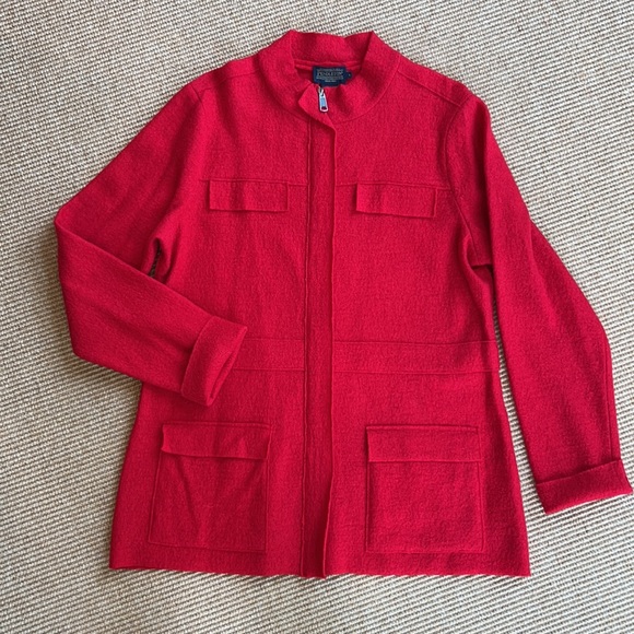 Pendleton Red Merino Wool Zip Jacket Sz L - Picture 1 of 7